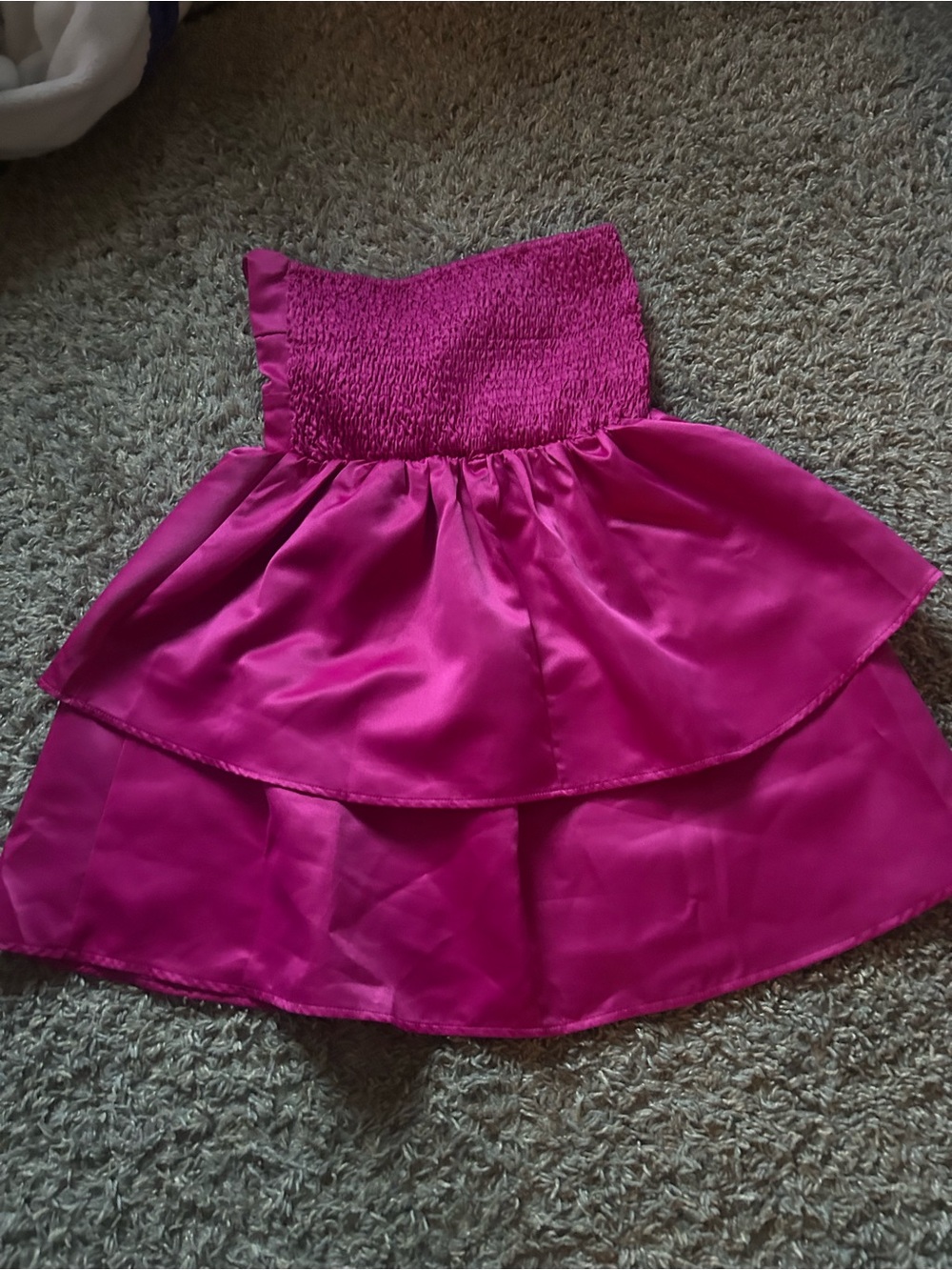 Girls Strapless Tiered Party Dress in Hot Pink - Picture 2 of 3